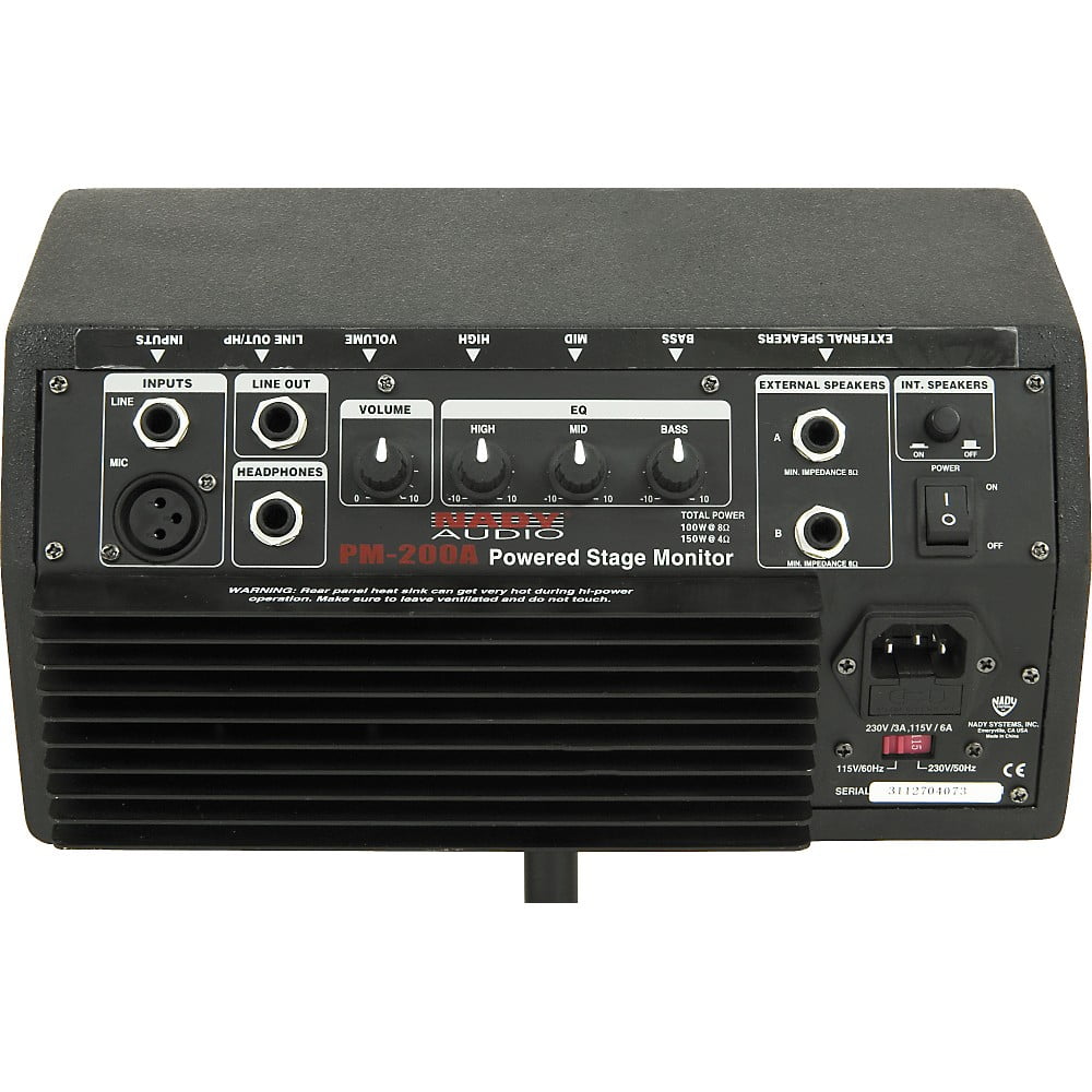 XLR and ¼” inputs line / speaker / headphones outputs 150W RMS Nady PM-200A Powered Personal Stage Monitor