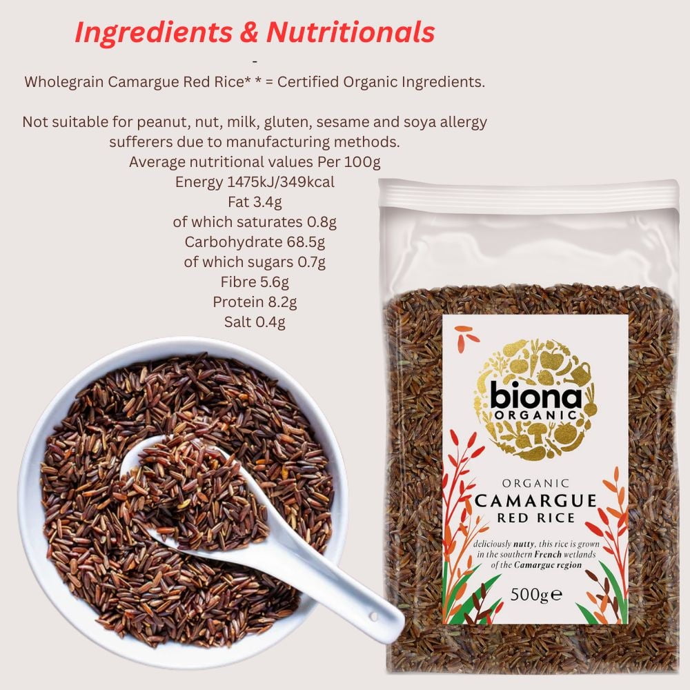 Biona Organic Red Camargue Rice 500g (Pack of 2)