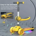 thumbnail image 4 of 2-in-1 Kids Scooter for Ages 2-12: Foldable 3-Wheel Design with Adjustable Handlebar, LED Lights, Built-in Music Box, Gravity Steering, Dual-Mode (Sit/Stand) Riding, Safety Brake & Pressure-Resistant, 4 of 7