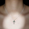 thumbnail image 3 of Rosec Jewels Lab Created Diamond Cross Necklace with Emerald (Chain Included) - Cross Infinity Necklace - Ready to Gift for Christmas, 14K White Gold, 3 of 8