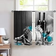 thumbnail image 2 of Turquoise Wine Blue Rose Kitchen Curtains 2 Panels 27.5W x 39H Rod Pocket Floral Grapes Romantic Vintage Rustic Farmhouse Polyester Small Short Window Drapery Treatment Cafe, 2 of 6