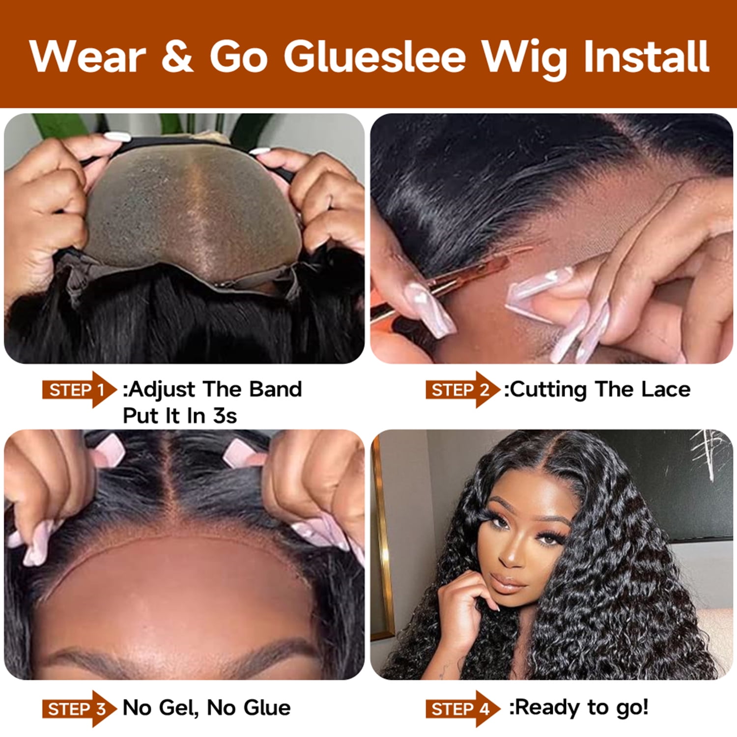 Ali Grace Wear and Go Glueless Wigs Human Hair Pre Plucked Pre Cut Lace 180% Density 5x5 HD Transparent Lace Closure Wigs No Glue Water Wave Lace Front Wigs 3 Seconds for Beginners 28 Inch