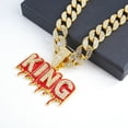 thumbnail image 3 of Hip Hop Cuban Chains Red Drip Oil Letters KING Pendant Necklace With 15mm Miami Cuban Chain Iced Out Bling HipHop Necklaces Fashion Jewelry, 3 of 6