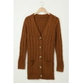 thumbnail image 2 of Women's Cable Knit Long Sleeve Sweater Button Open Front Cardigan Loose Outerwear with Pocket, 2 of 7