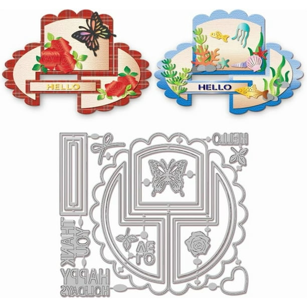 Troqueles de corte 3D para tarjetas de felicitación, mariposas, flores y otros diseños metálicos. Plantillas de troqueles con mensajes de bendiciones.