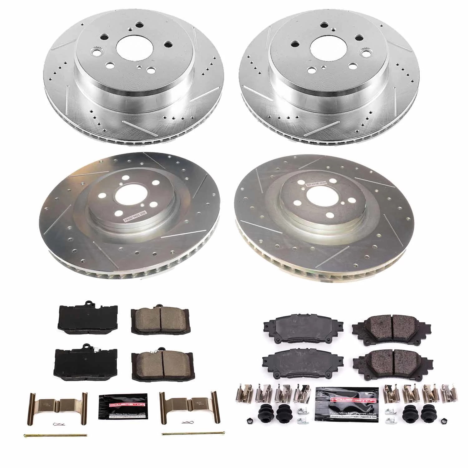 PowerStop Front and Rear Z23 Evolution Sport Carbon-Fiber Ceramic Brake Pad and Drilled & Slotted Rotor Kit Fits: LEXUS Select Models K8453