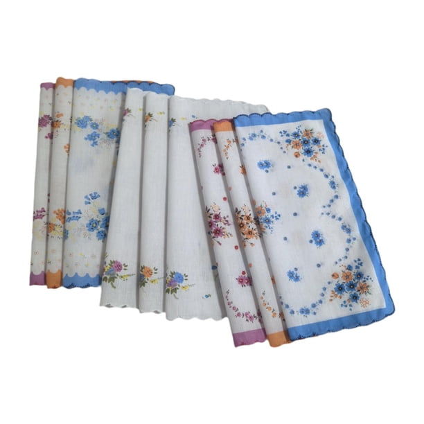 9x Pañuelos de algodón para mujer Elegantes pañuelos cuadrados absorbentes Limpiar el