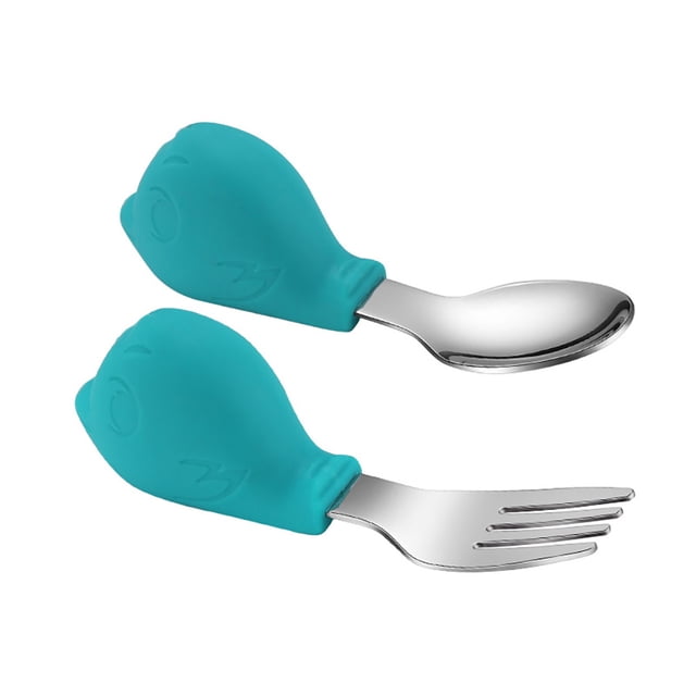 Miangastore Vaisselle pour Bébé Verte en Acier Inoxydable 2 Pcs 3.7X1.1In