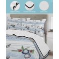 thumbnail image 3 of Twin Quilt Bedding Set, Christmas Reversible Summer Quilt 3 Pieces, Sliver Xmas Ball Gifts Ocean Conch Starfish Coastal Lightweight Bedspreads Coverlets with 2 Pillow Shams for All Seasons, 3 of 5