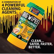 Big Wipes Heavy Duty Multi-Surface Cleaning Wipes, Pre-Moistened Cloths for Hands, Tools, and Surfaces, 80 Count Canister