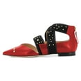 thumbnail image 2 of XYD Women Chic Pointed Closed Toe Back Zip D'Orsay Studded Flats Elastic Strappy Casual Shoes Size 9.5 Red, 2 of 4