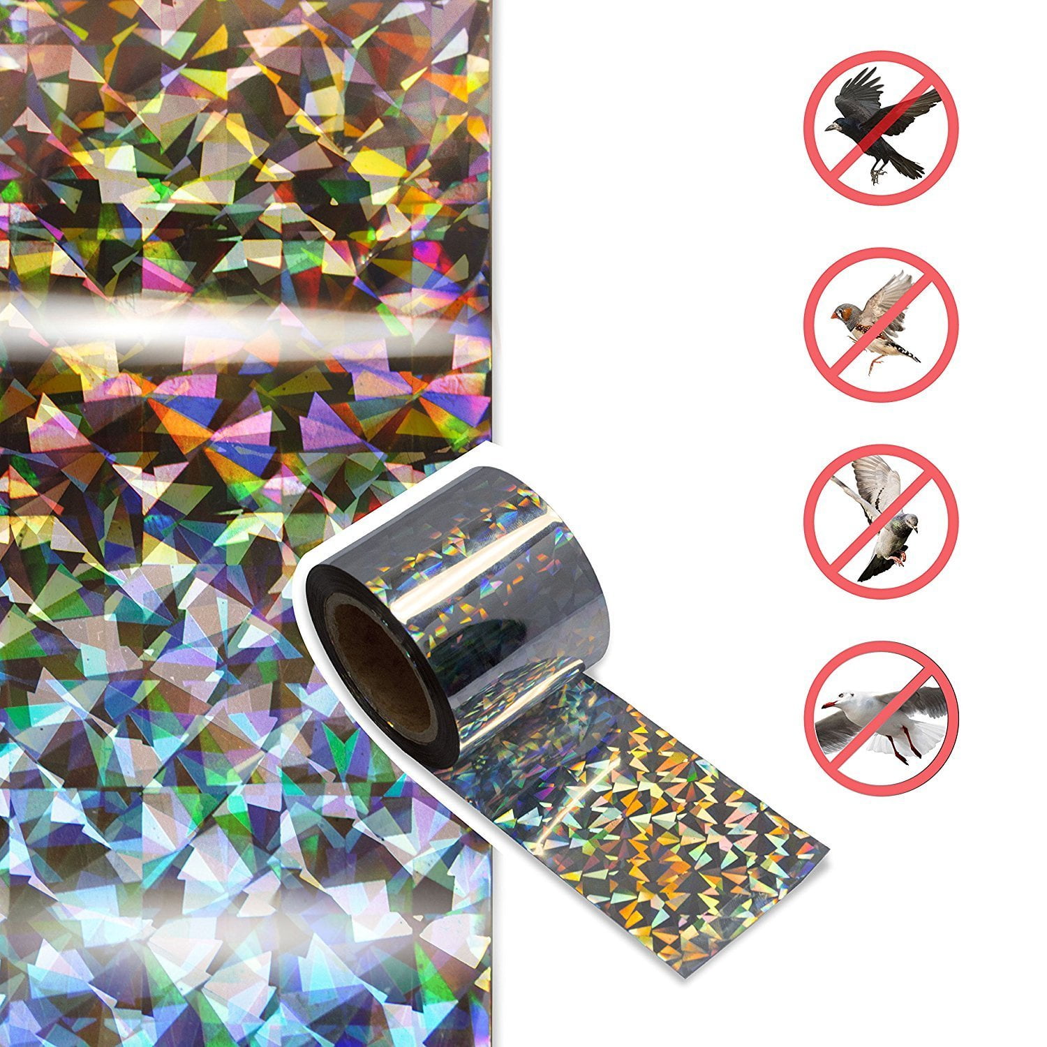 100Foot by 2Inch Bird Repellent Scare Tape Holographic Bird Scare