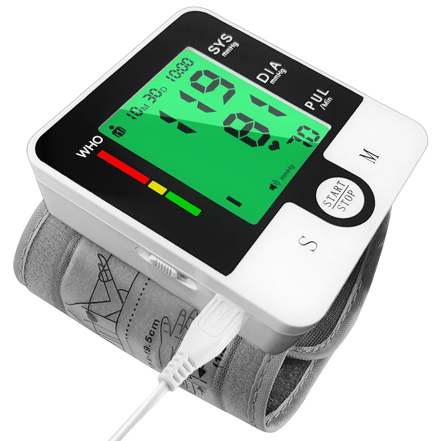 ZOMFOM Wrist Blood Pressure Monitor, Automatic Digital Home BP Monitor Cuff - Accurate, Intelligent Voice, LCD Tri-Color Backlight, USB Charging, Irregular Heartbeat & Hypertension Detector