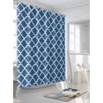 thumbnail image 3 of Fsddascl Blue Moroccon Shower Curtain Set - Extra Long 72" x 96" Bathtub Curtain with 12 Hooks, Middle Century Minimalist Rustic Geometric Waterproof Fabric Stall Shower Curtains for Bathroom, 3 of 6