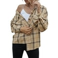 thumbnail image 1 of Chemise Surdimensionnée à Carreaux pour Femmes Veste Surchemise Manches Longues Décontractée Automne, 1 of 3