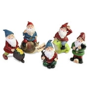 Miniature Fairy Garden Whistle While They Work Gnomes - Set of 5 - Approx 3" to 2-1/4" High
