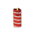 thumbnail image 1 of Melrose Bougie Pilier de Noël en Verre LED Sans Flamme à Rayures Rouges, Blanches et Dorées 6 Pouces, 1 of 1