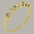 thumbnail image 2 of LBG British Made Solid 18k Yellow Gold ring with Natural Opal & Amethyst Womens Eternity Ring - 33 size options - Size 9.75, 2 of 9
