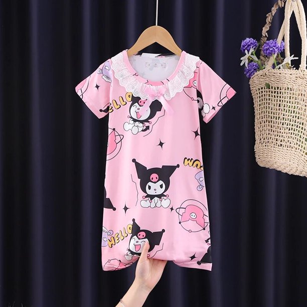 Bonito camisón de Sanrio para niños, ropa Kawaii de Anime, MyMelody, Kuromi, Cinnamonroll, pijamas de dibujos animados, vestido de verano, ropa de casa, regalo, nuevo, 2023