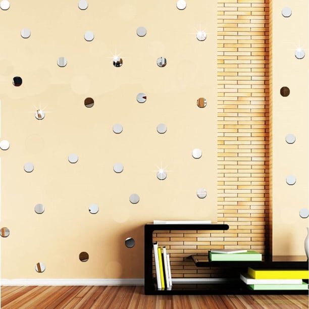 100 Uds pegatinas de pared de espejo acrílico redondo decoraciones de fondo para el hogar DIY