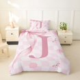 thumbnail image 2 of Erosebridal Dreamy Princess Bowknot Kids Twin Bedding,Pink Monogrammed J Duvet Cover Set For Girls,Reversible pink,2 Pieces(No Comforter), 2 of 6