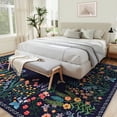 thumbnail image 4 of Silk Soft Machine Washable Rugs, Large Non-Slip Ultra Thin Area Rug for Living Room, Bedroom, Dining Room, 9x12 Ft Indoor Boho Floral Carpet, 4 of 9