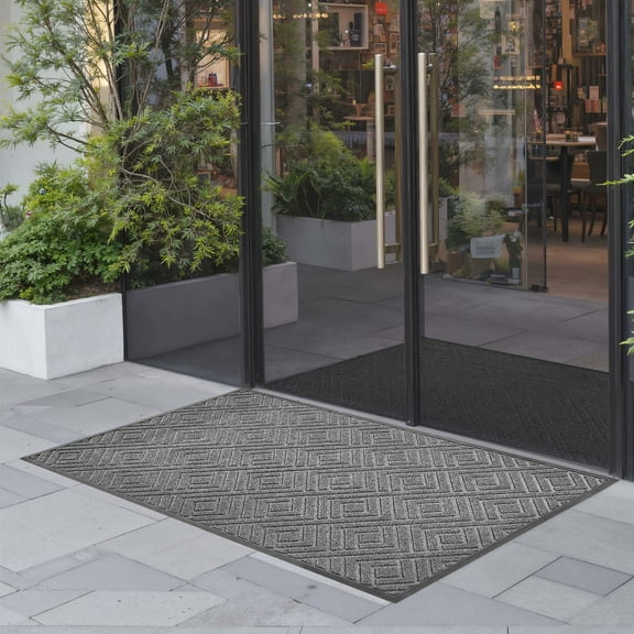 VEVOR Front Door Mat, 61.5 x 36 in Commercial Floor Mat for Indoor and Outdoor, Modern Stylish Carpet with TPE Backing, Heavy Duty Washable Entry Industrial Rug for Hallway, Balcony, Garage, Grey