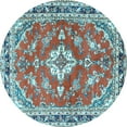 thumbnail image 1 of Ahgly Company Indoor Round Medallion Light Blue Traditional Area Rugs, 8' Round, 1 of 4