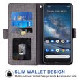 thumbnail image 2 of Leather Book Wallet Case Cover for Nokia 8.3, Real Leather Design with Card Slot, Magnetic Closure and Built in Stand - Gray, 2 of 5