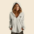 thumbnail image 3 of Dalix Black Cat Embroidered Fleece Zip Washed Hoodie Cold Fall Winter Women in Bone 2XL XX-Large, 3 of 5