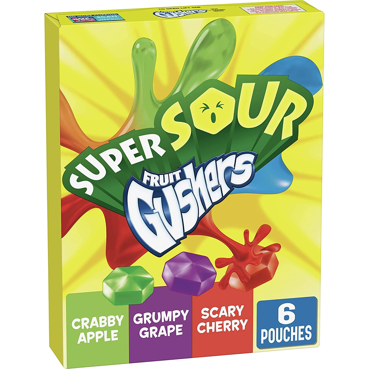 Gushers, Super Sour Fruit Snacks, 6 Pouches (Pack of 10)
