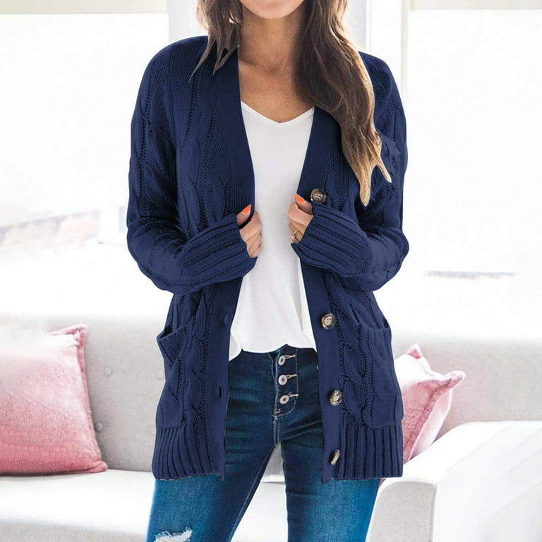 Sksloeg Womens Blue Sweater Plus Size Winter Cardigan Sweaters for Women  Lightweight Plus Size,Navy S 