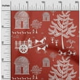 thumbnail image 2 of oneOoneCottonSilkRedFabricAsianFloralBlockDressMaterialFabricPrintFabricByTheYard42InchWide, 2 of 4