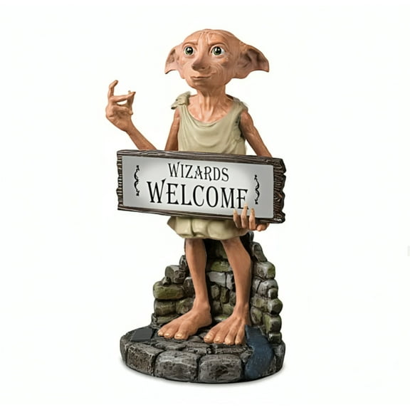 The Bradford Exchange HARRY POTTER DOBBY The House Elf Solar Welcome Sign Light-Up Sculpture Hand-Painted & Weather-Resistant Officially Licensed Gift for Fans 15-inches