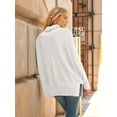 thumbnail image 6 of Women'S Oversized Loose Sweater Autumn Batwing Sleeve Ribbed Tunic Sweater Cream White XL, 6 of 7