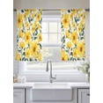 thumbnail image 4 of Yellow Floral Spring Sheer Curtains 45 Inch Length 2 Panels Set, Farmhouse Botanical Summer Voile Window Treatment Rod Pocket Small Kitchen Curtains Drapes for Bedroom 52"x45"x2, 4 of 7