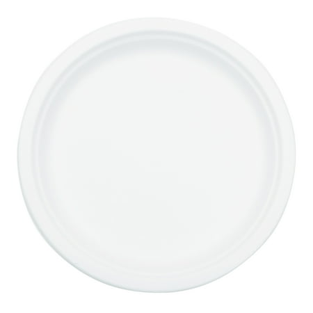 NatureHouse Compostable Sugarcane Bagasse 10 in Plate Round, White, 50/Pack
