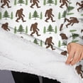 thumbnail image 3 of Oversized Wearable Blanket Hoodie,Brown Bigfoot and Tree Pattern Sherpa Blanket Hoodie with Super Pockets,Super Warm Fuzzy Pullover for Women & Men, 3 of 6