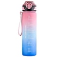 thumbnail image 1 of Botella de agua de 1 litro, botella de agua deportiva mate degradado a prueba de fugas con marcador de tiempo, 1 of 7