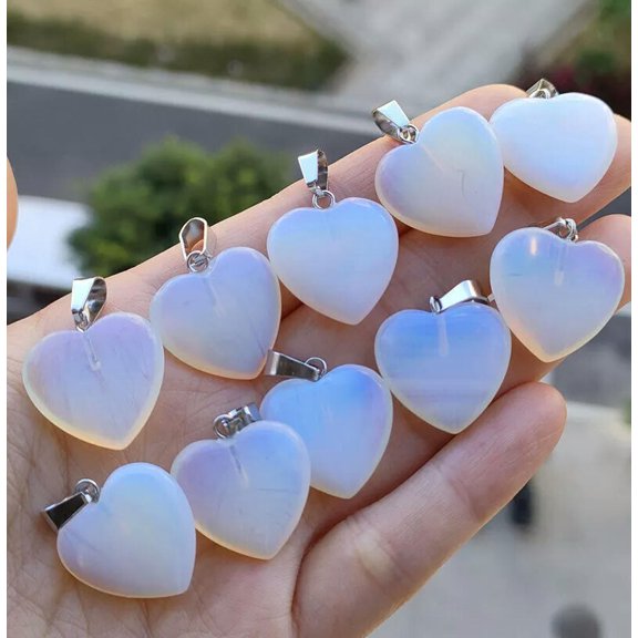 QQTDFG 10pcs Opal Gems stone Heart Pendants Chakra Reiki Healing Amulet-default