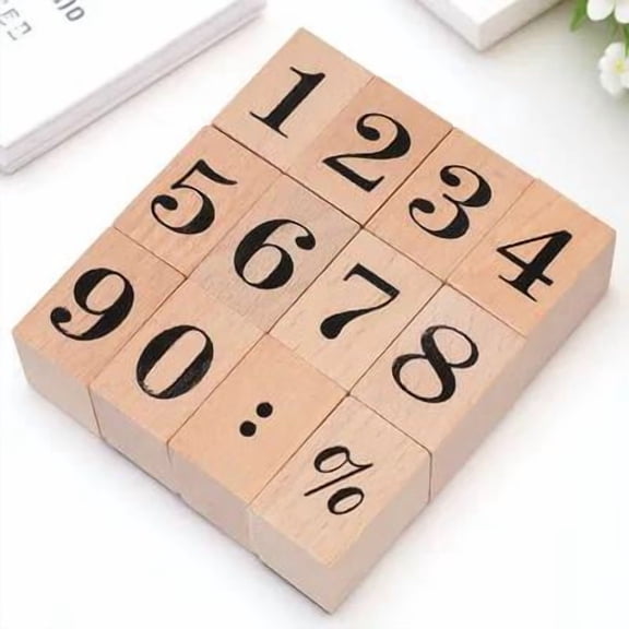 MEIBUTYUP Wooden Number Rubber Stamps Set for Crafting, Scrapbooking, Card Making, and Creative Art Projects