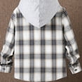 thumbnail image 7 of Efsteb Fall Boys Jacket Plaid Print Thin Coat Long Sleeve Hooded Jackets Comfy Fashion Casual Outerwear (Gray,10 Years), 7 of 7