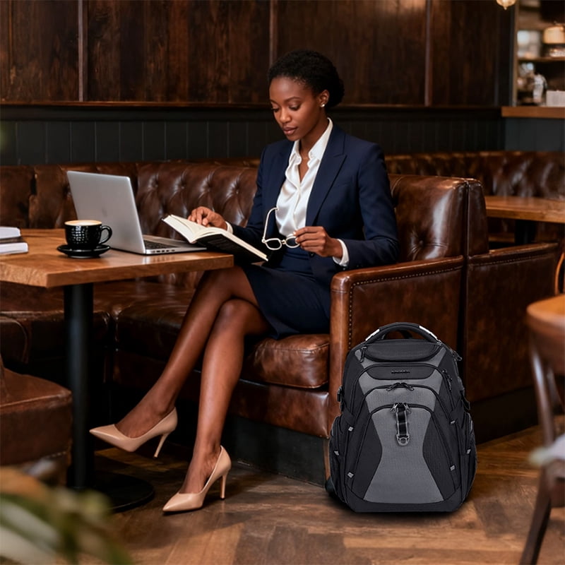 KROSER Travel Laptop Backpack 18.4 Inch XXXL Gaming Backpack with Hard Shell Saferoom RFID Pockets Water-Repellent Business College Daypack Stylish Laptop Bag for Men/Women