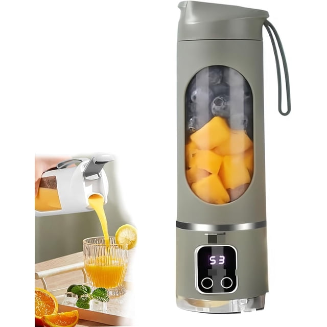 Digital Display Juicer,Portable Blender for Shakes and Smoothies,3 Speed,Usb Rechargeable 12-Blade Ice Crusher For Fresh Juices At Home Or On The Go