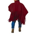 thumbnail image 2 of Femmes Col Roulé Franges Veste Batwing Vintage Pompon Cape Pull Surdimensionné Robe Sweat, 2 of 7