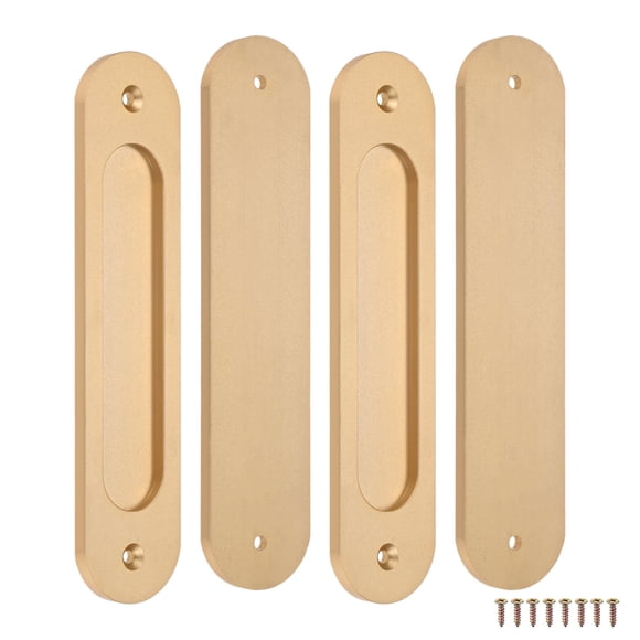 Uxcell 4-Pack Tiradores Empotrados, 7 Pulgadas Manijas de Puerta Corrediza de Aleación de Aluminio [Oro Mate]
