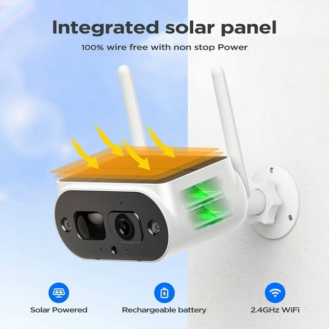 Toguard SC26 SC42 2K/3MP Wired/Solar Security Camera System Outdoor with 7" Monitor PTZ Dome Surveillance Camera WiFi Wireless Connector