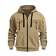thumbnail image 4 of pstuiky hombres de manga larga, Cárdigan de manga larga con capucha y cremallera de color liso para hombre con múltiples bolsillos camisetas de hombre xxl, 4 of 7
