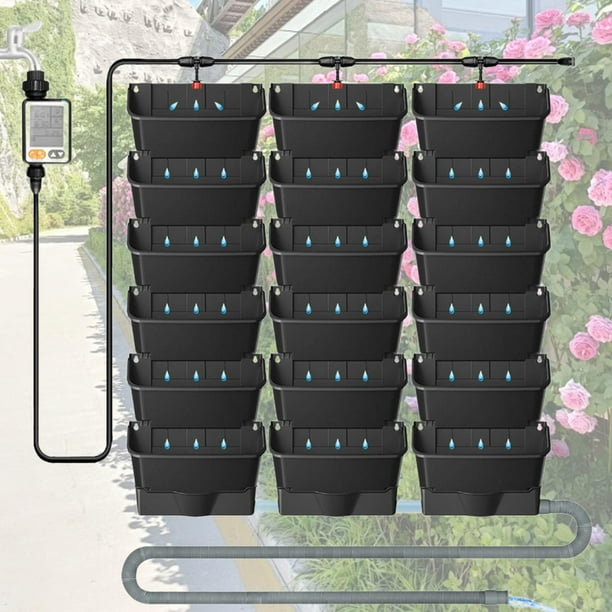 Jardinera de pared vertical interior para plantas verduras flores Negro Sharpla