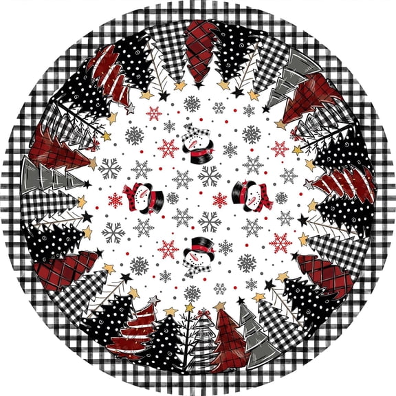 Christmas Tree Tablecloth 60 Inch Round Waterproof Machine Washable for Kitchen Dining Party